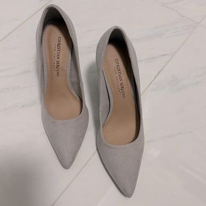 Christian Siriano gray faux suede stilettos. Never worn.